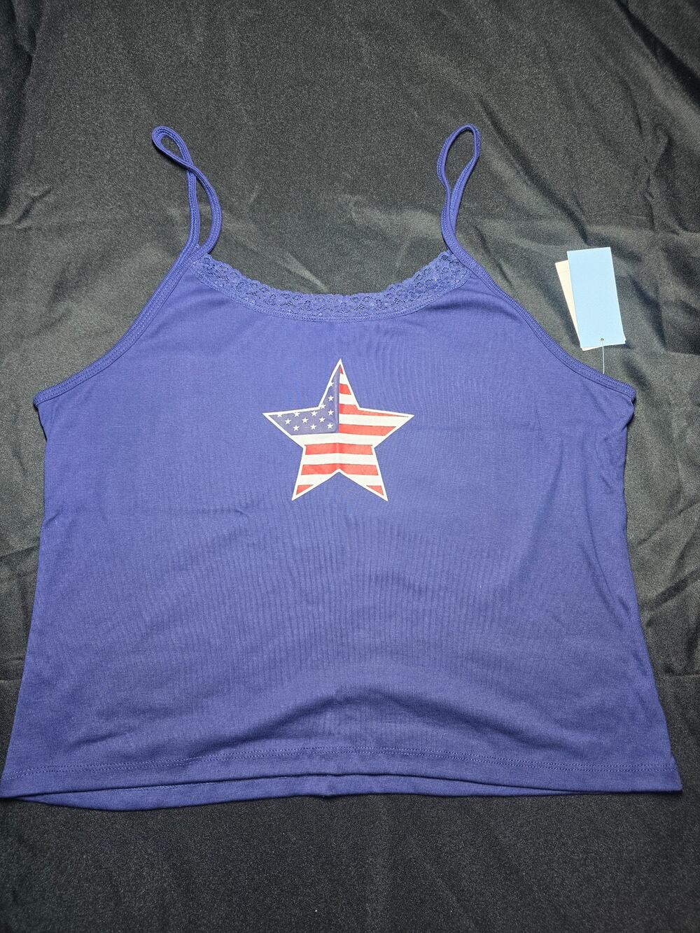 Modern Lux Women's Plus 3X Patriotic USA Flag Star Cami Tank Top Blue